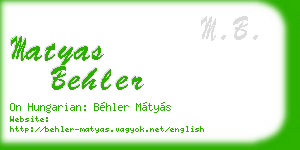 matyas behler business card